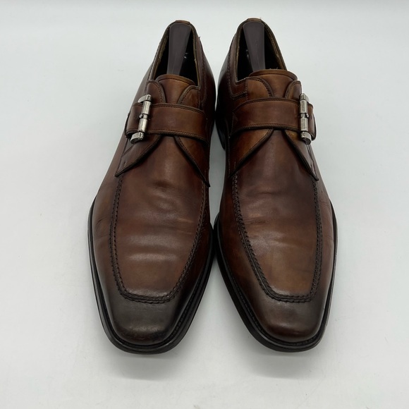Magnanni Men’s Sz 10.5M Burnished Brown Leather Single Monk Strap Dress Shoes. - Picture 3 of 13